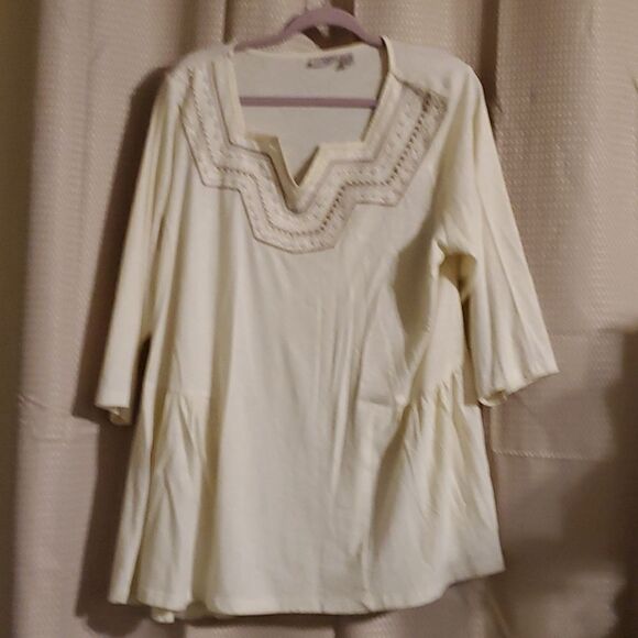 LOGO BY LORI GOLDSTEIN  TUNIC IVORY 1x - Picture 1 of 6
